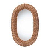 bali & pari Brisia Oval Rattan Wall Mirror - Handwoven Wicker Framed Mirror for Entryway, Living Room, or Bedroom, Natural